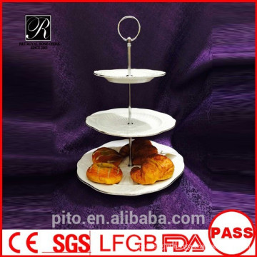 P &amp; T cerâmica fábrica bolo de porcelana stands, bolo de casamento fica, prato de prata placas